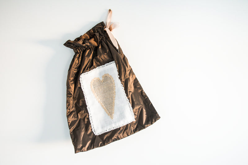 sac lingerie marron, brodé main