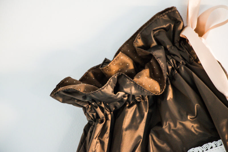 sac lingerie marron, brodé main