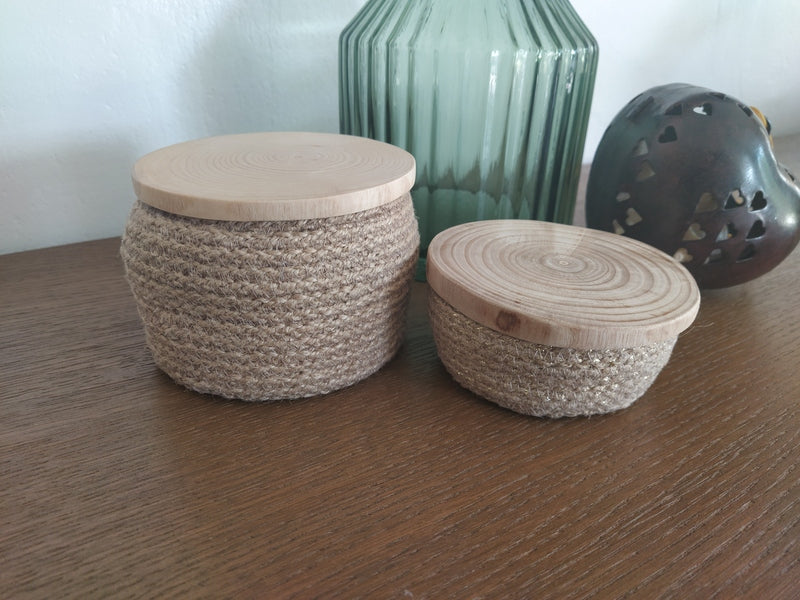 Petit Pot Naturel avec Couvercle en Bois Brut