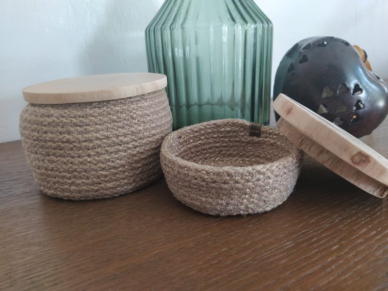 Petit Pot Naturel avec Couvercle en Bois Brut