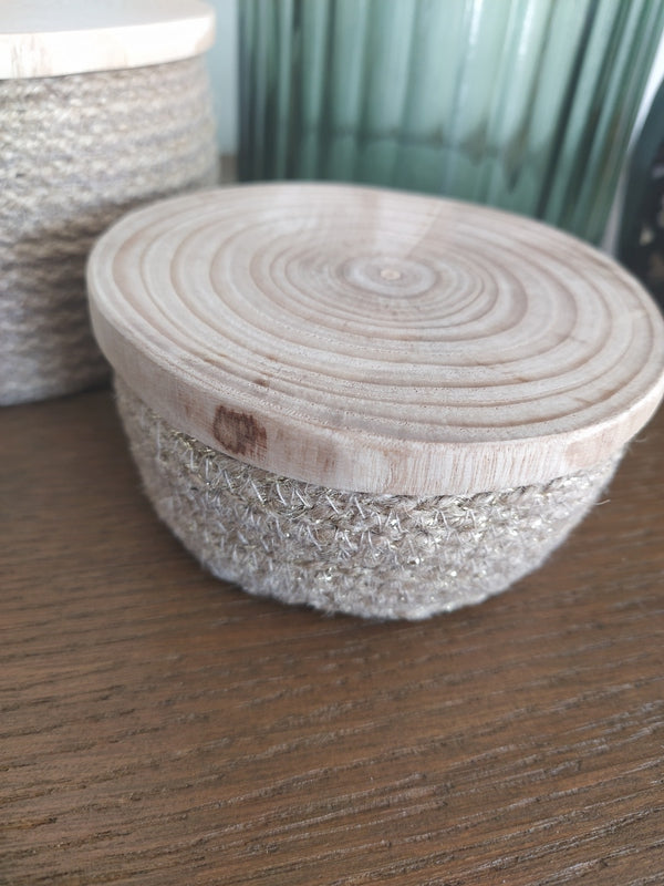 Petit Pot Naturel avec Couvercle en Bois Brut