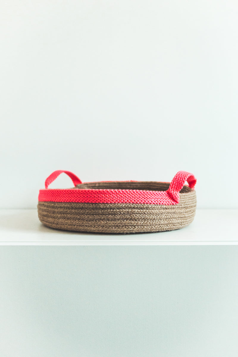 plateau en corde naturelle et ganse fluo