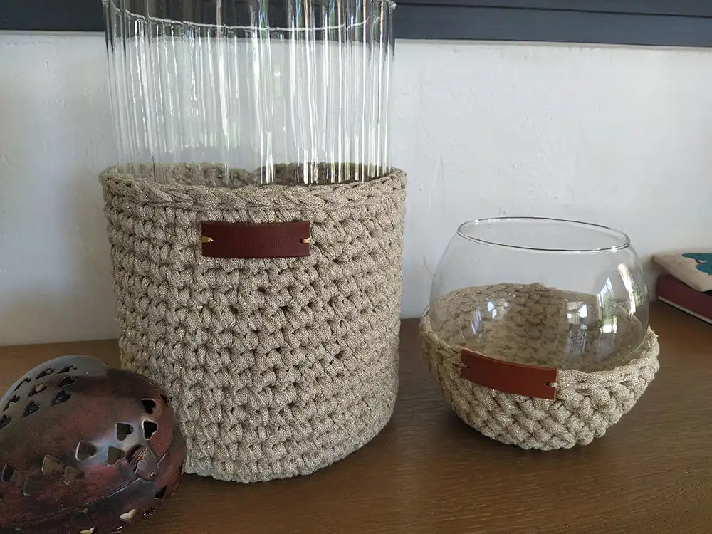 Vase boule déco crochet