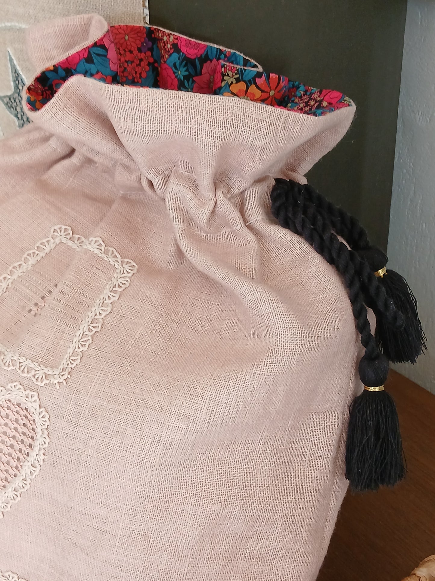 Sac Lingerie Lin — Coulisse Imprimée & Artisanat Naturel