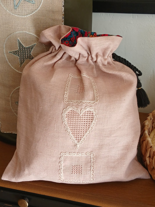 Sac Lingerie Lin — Coulisse Imprimée & Artisanat Naturel