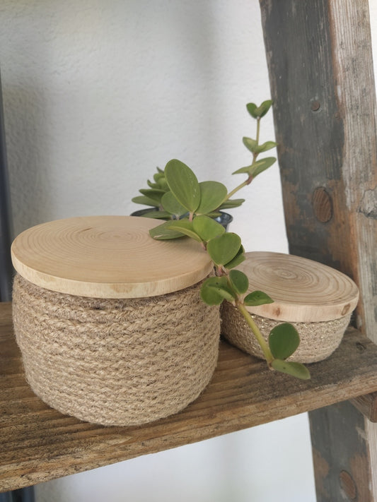 Petit Pot Naturel avec Couvercle en Bois Brut