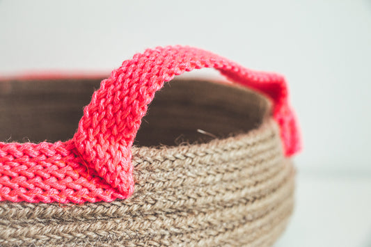 plateau en corde naturelle et ganse fluo